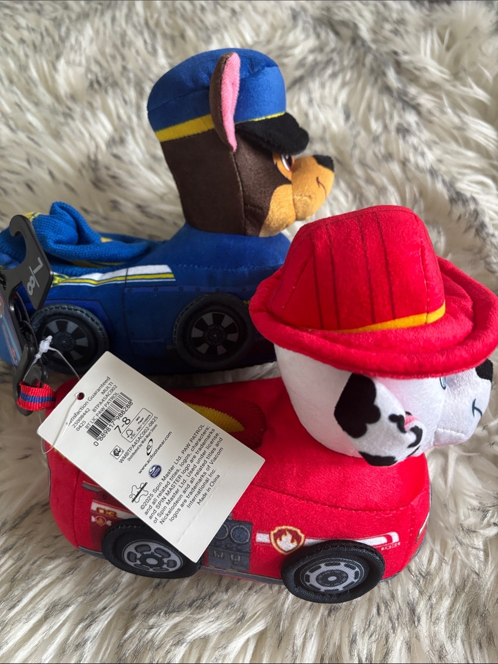 NWT Paw Patrol Chase (Blue) & Marshall (Red) Toddler Slippers Size 7-8 - Picture 7 of 8